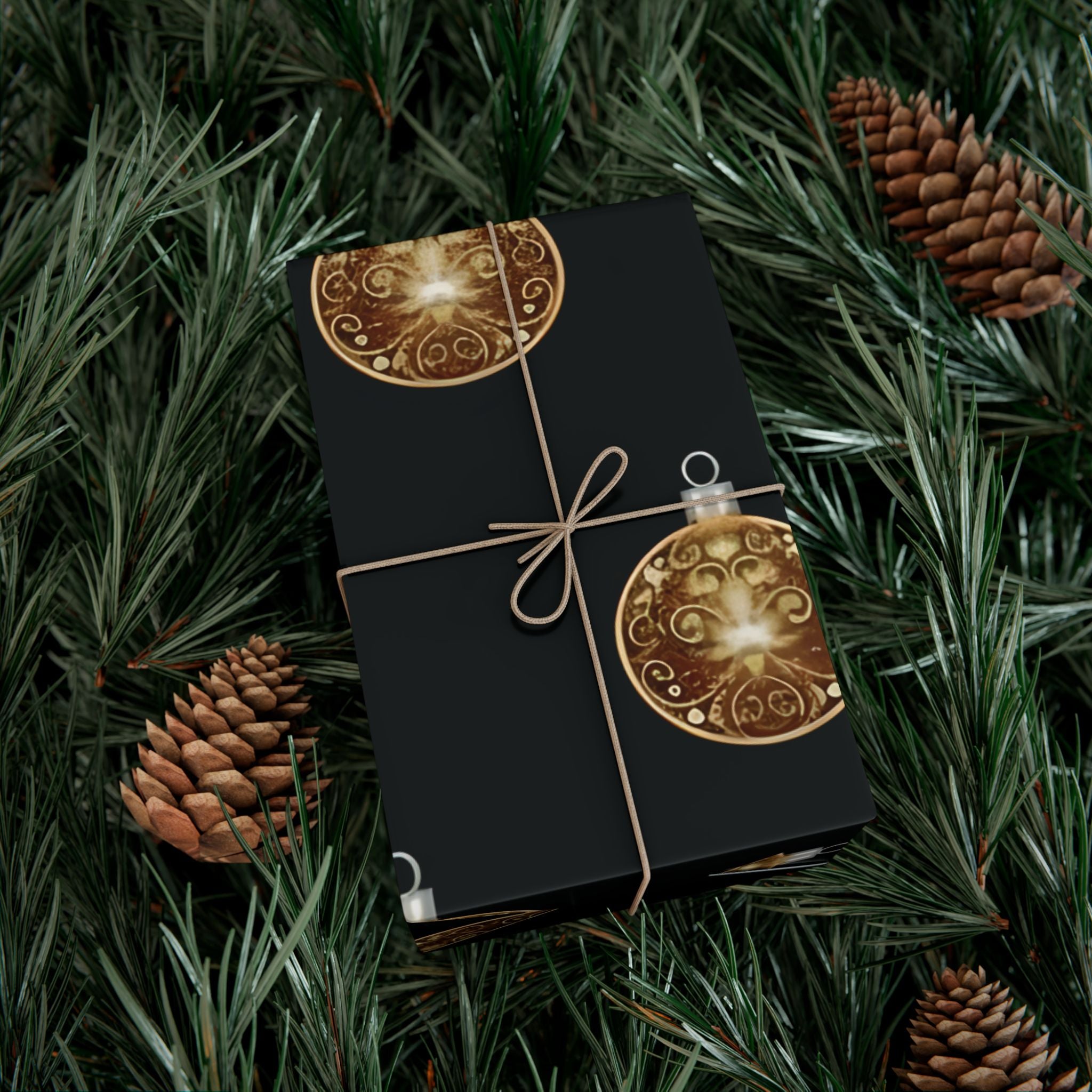 Bright Gold Ornaments Luxury Gift Wrap
