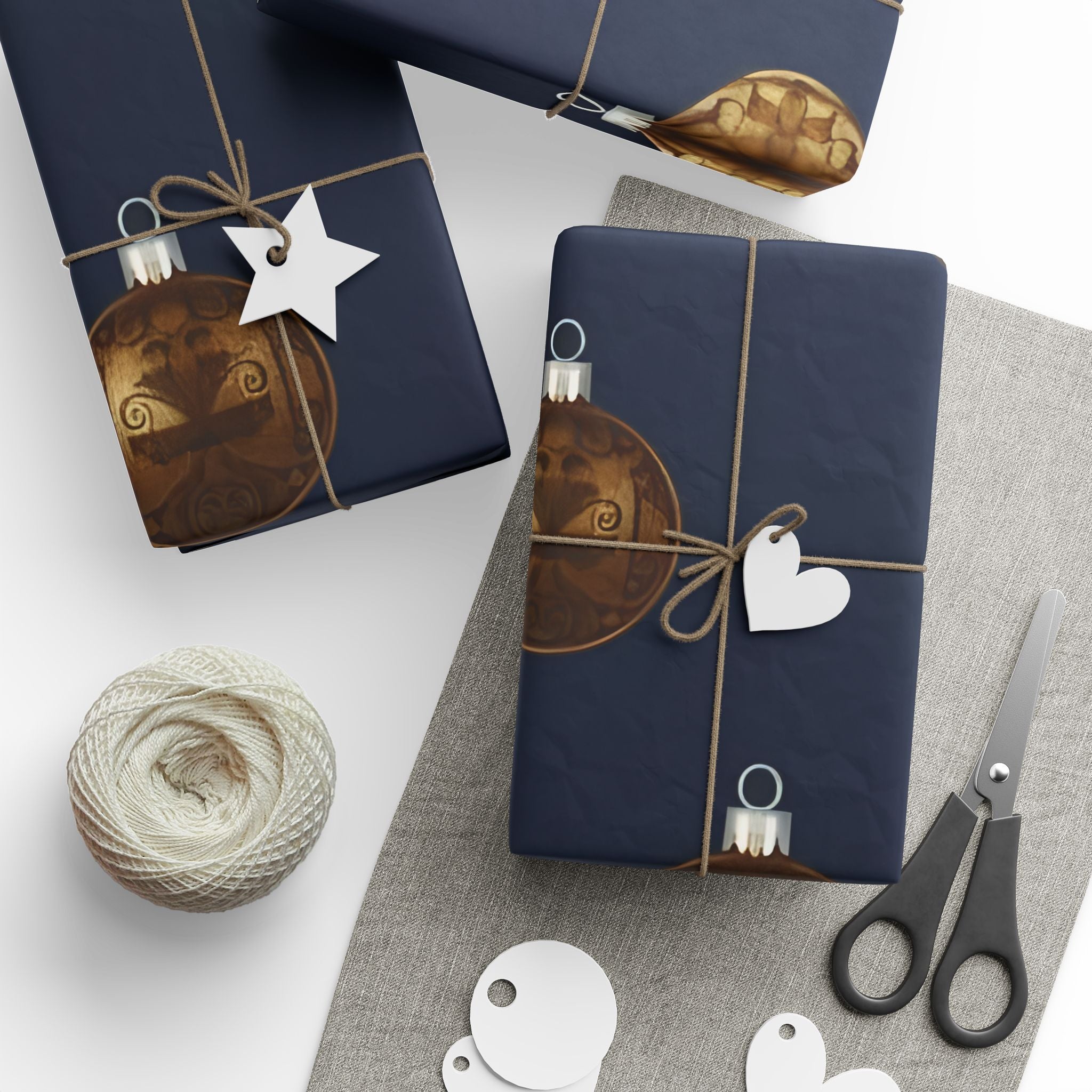 Bold Bronze & Gold Ornaments Wrapping Paper – Elegant Holiday Gift Wrap