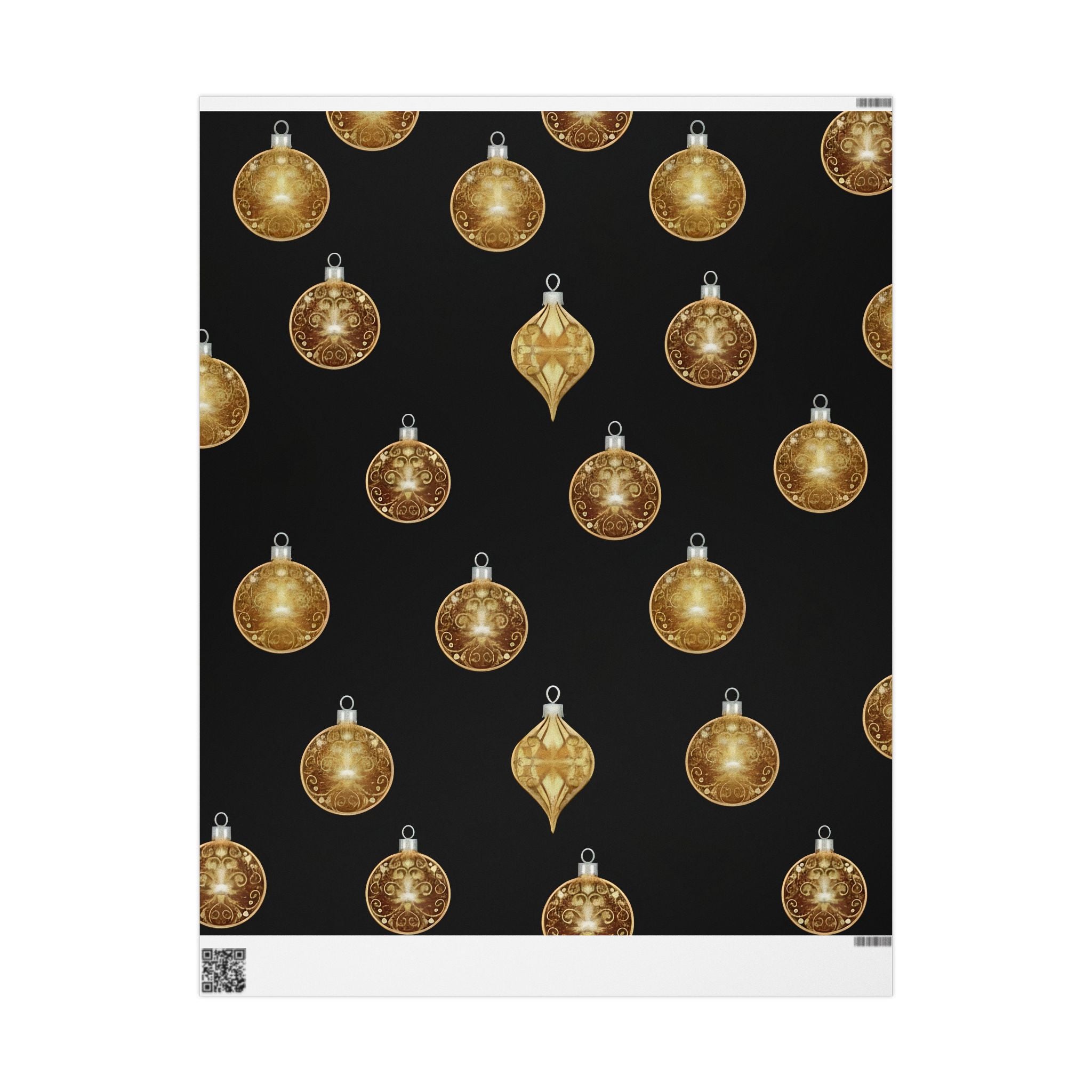 Bright Gold Ornaments Wrapping Paper – Luxury Christmas Gift Wrap