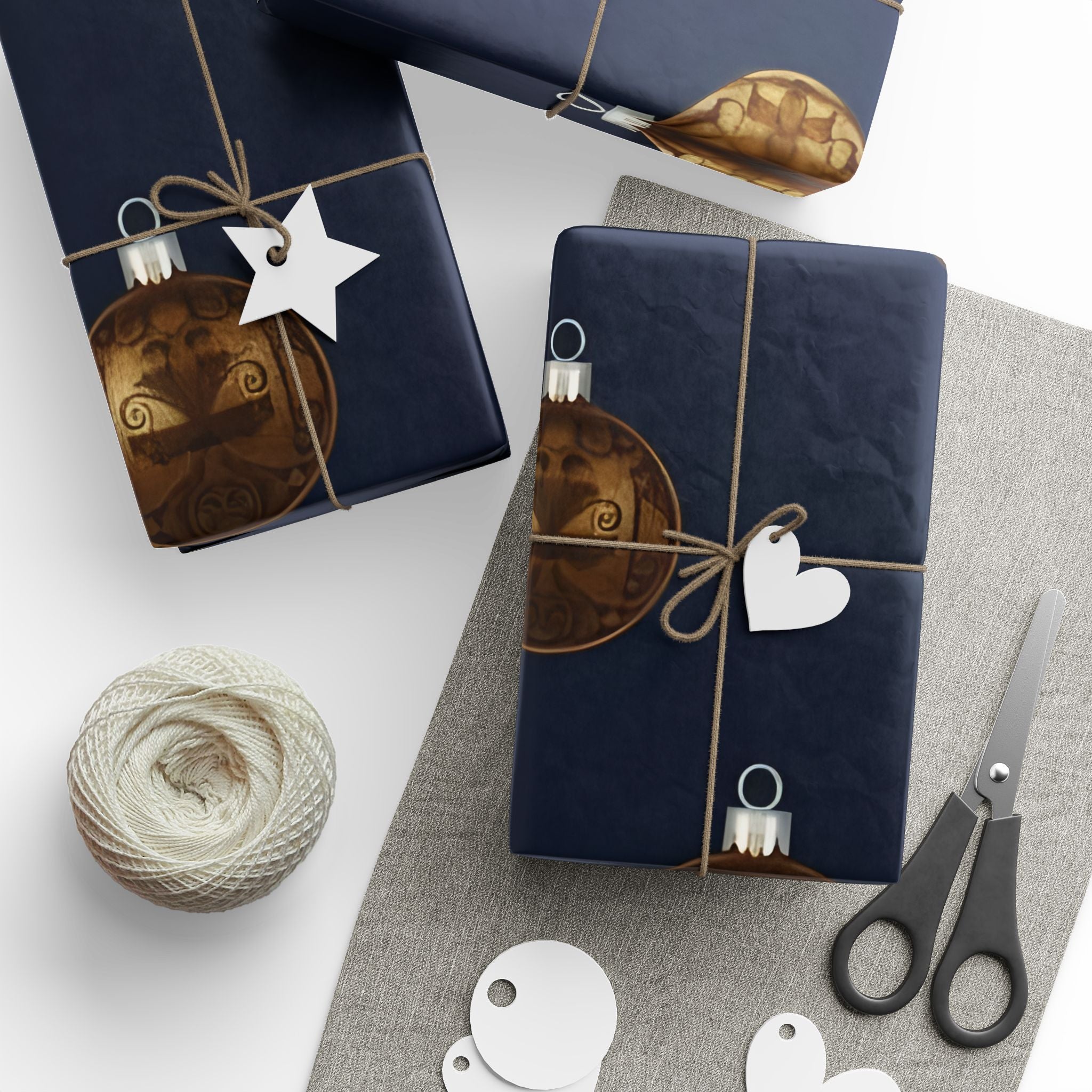 Bold Bronze & Gold Ornaments Wrapping Paper – Elegant Holiday Gift Wrap