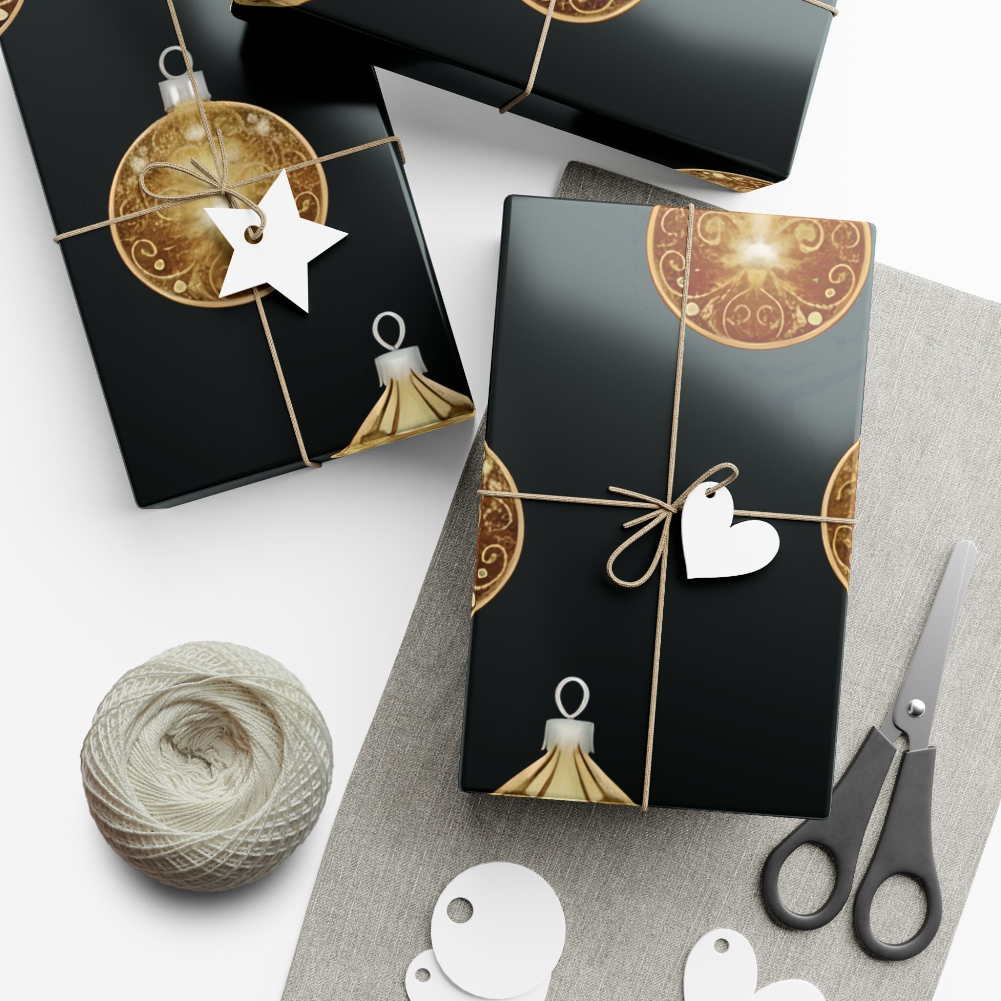 Bright Gold Ornaments Luxury Gift Wrap