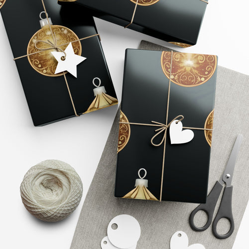 Bright Gold Ornaments Luxury Gift Wrap