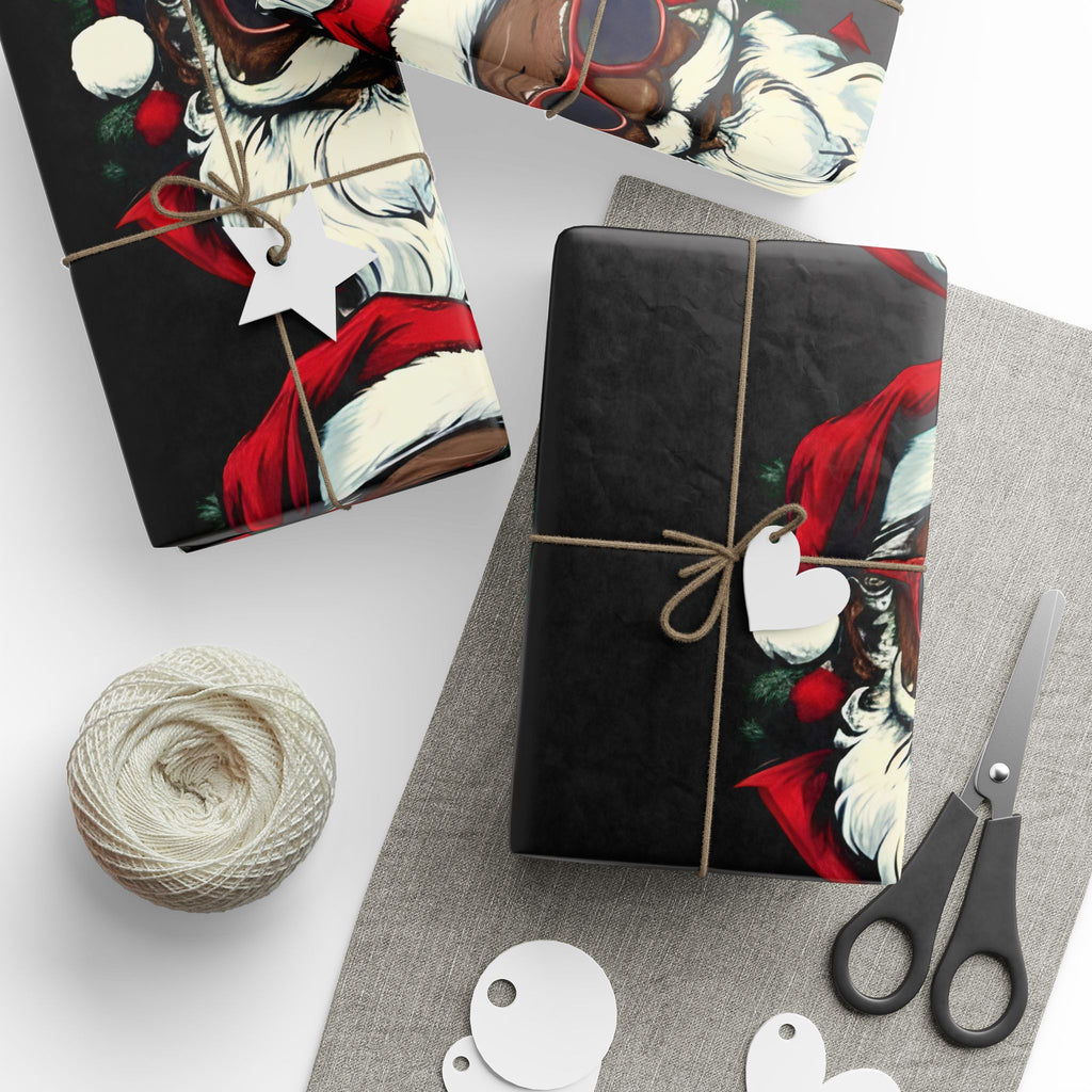 Red Hat Santa Wrapping Paper – Unique Christmas Gift Wrap with Urban Holiday Style.