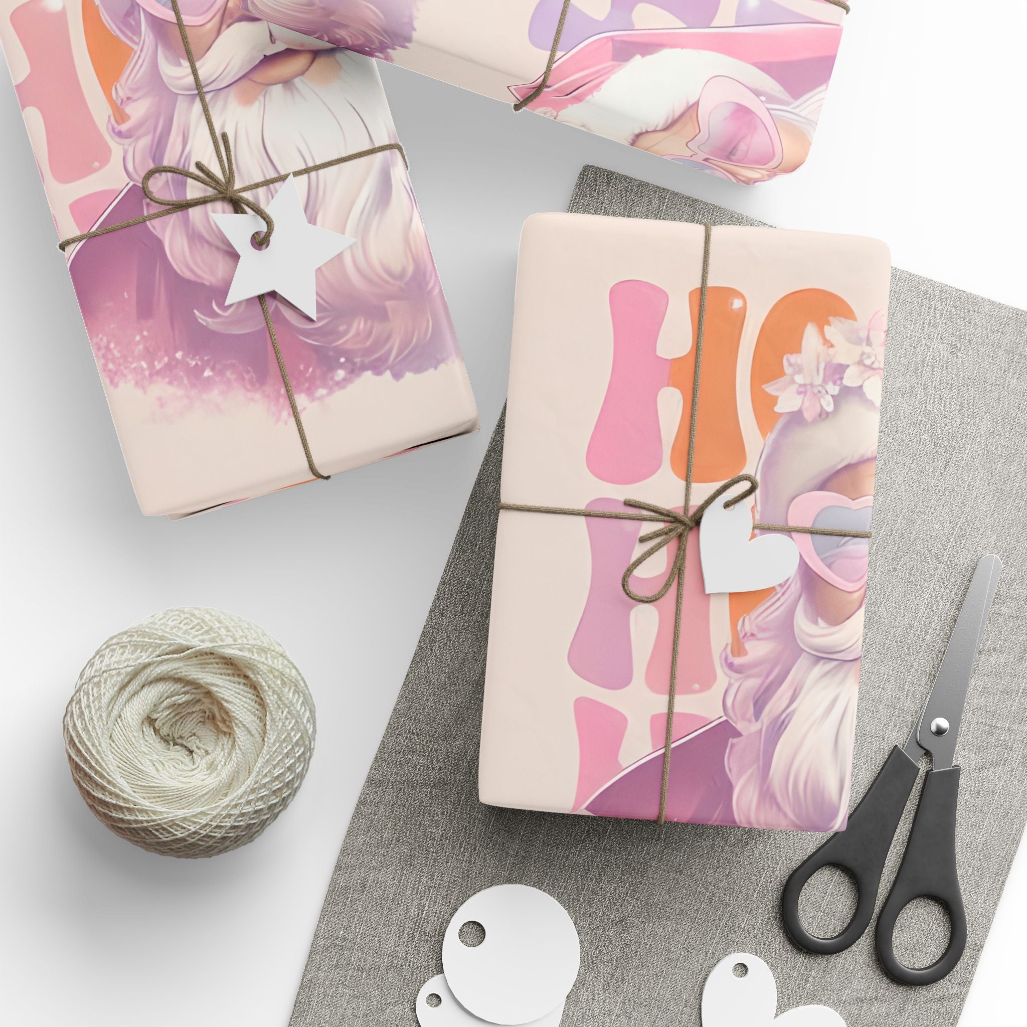 Pink Pastel Santa Wrapping Paper – Retro Christmas Gift Wrap with Cute Holiday Design