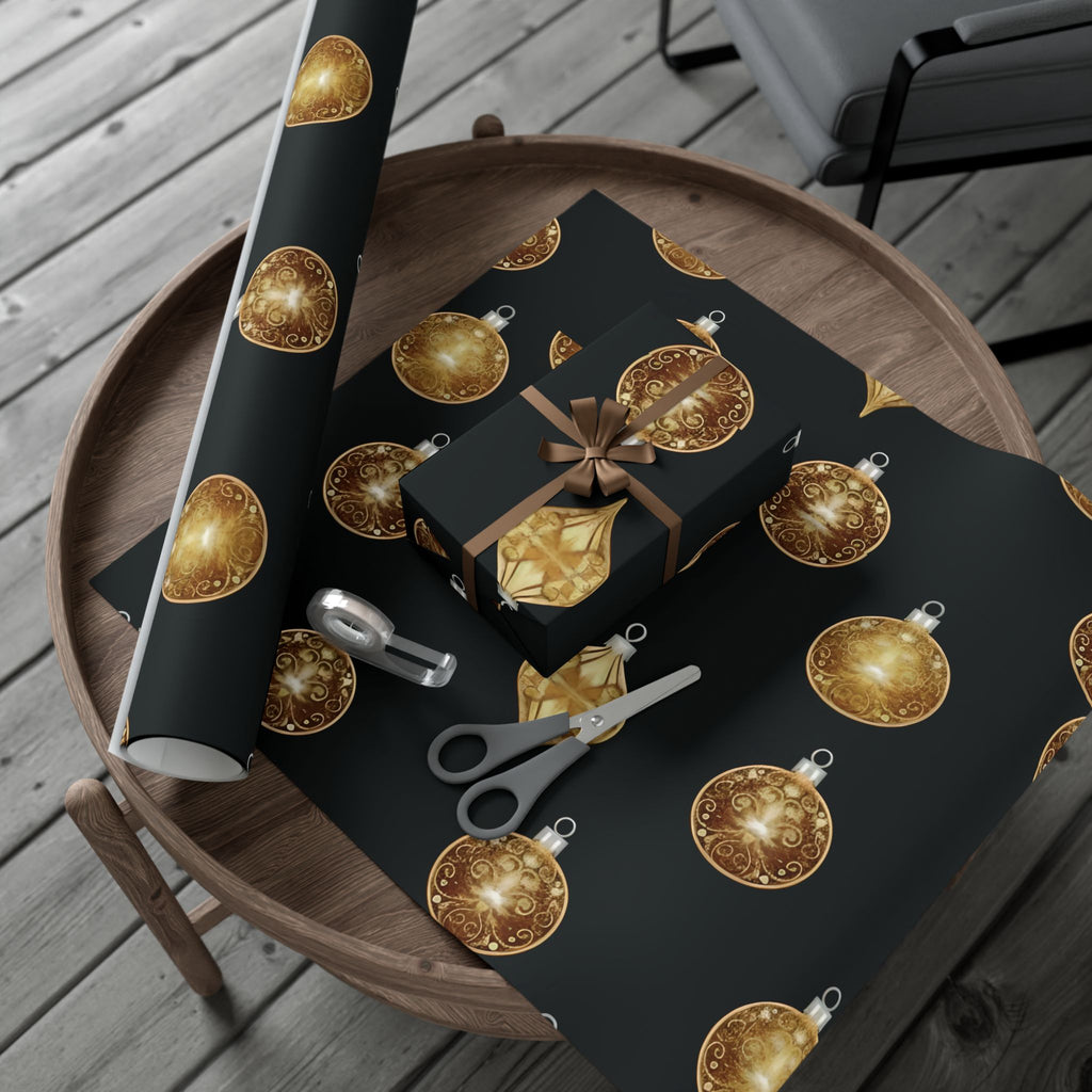 Bright Gold Ornaments Luxury Gift Wrap