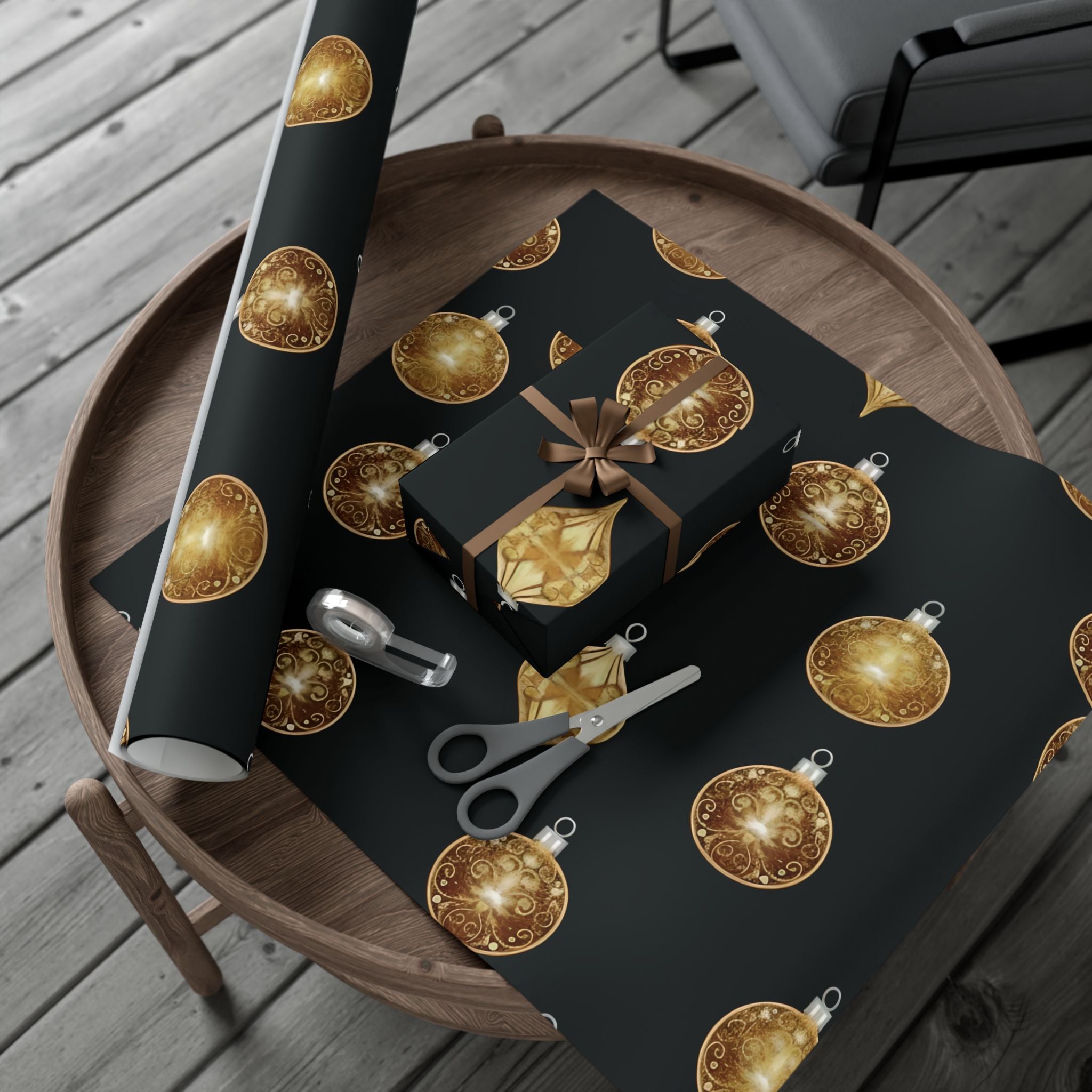 Bright Gold Ornaments Luxury Gift Wrap