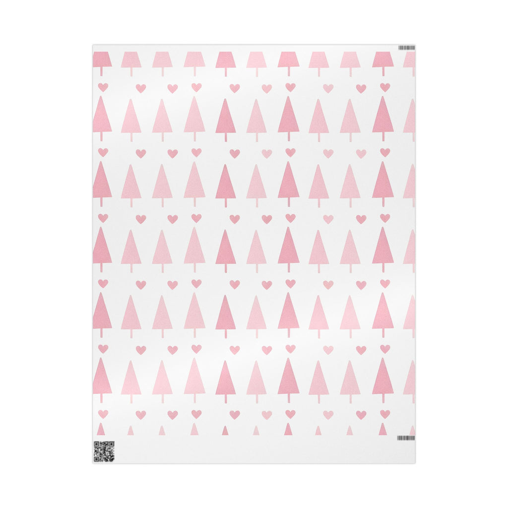 Pink Hearts & Trees Wrapping Paper – Cute Holiday Gift Wrap for a Girly Christmas