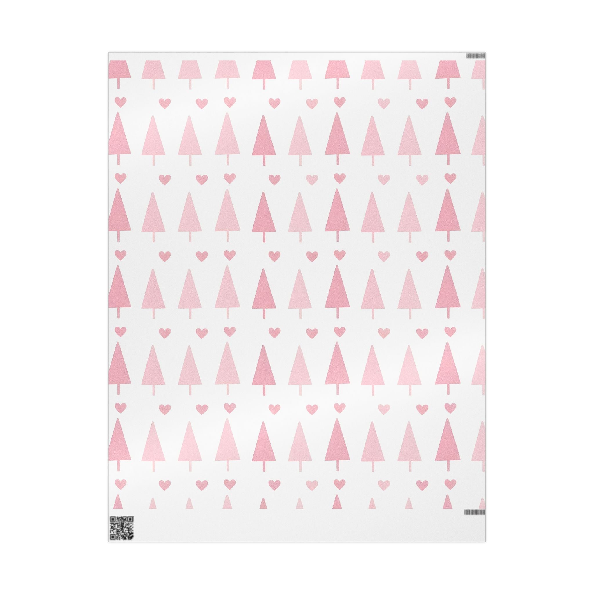 Pink Hearts & Trees Wrapping Paper – Cute Holiday Gift Wrap for a Girly Christmas