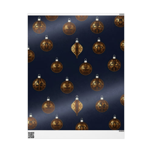 Bold Bronze & Gold Ornaments Wrapping Paper – Elegant Holiday Gift Wrap