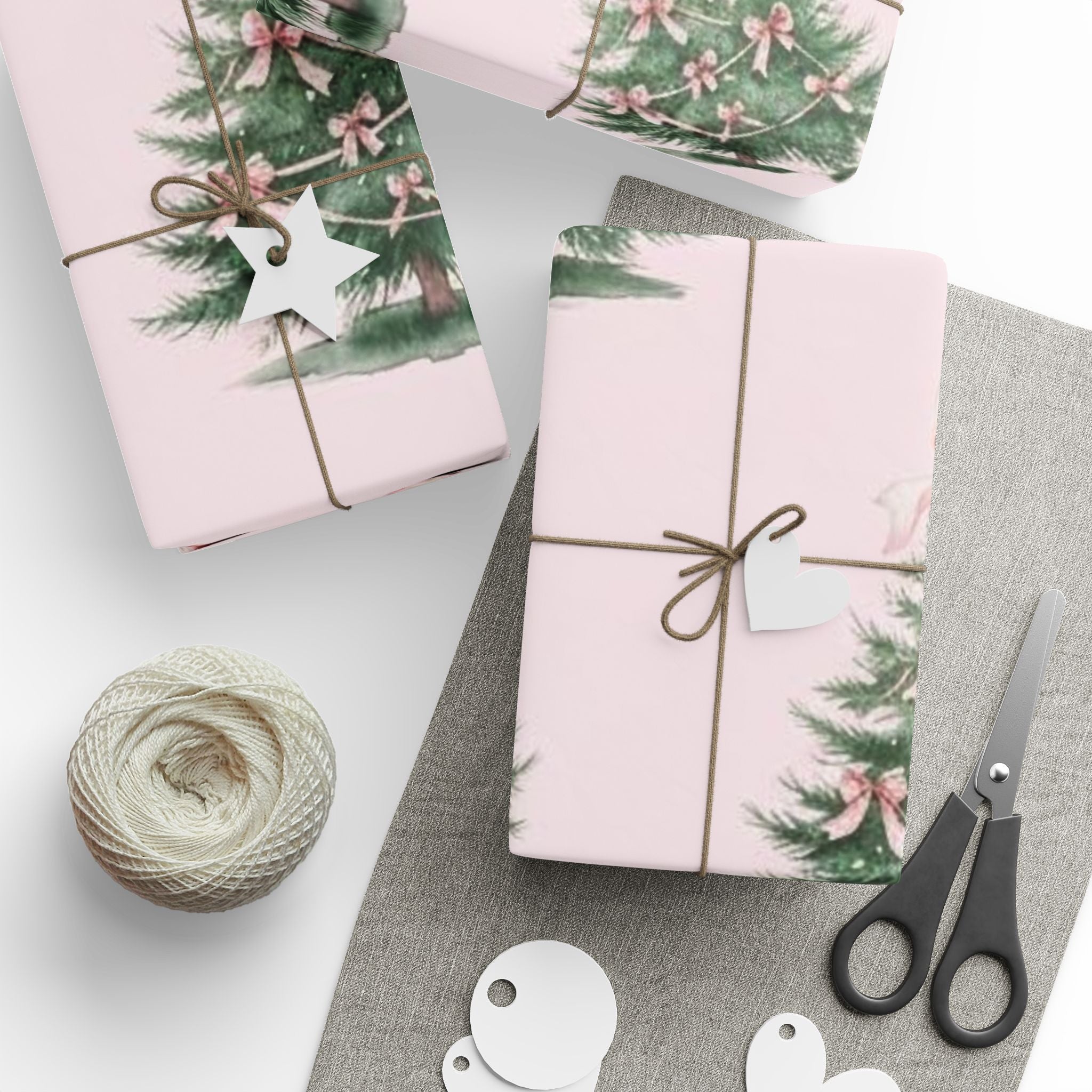 Pink Bow Tree Wrapping Paper – Elegant Gift Wrap with Feminine Watercolor Design