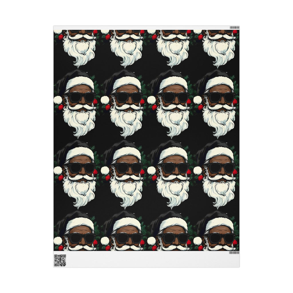 Black Hat Santa Wrapping Paper – Christmas Gift Wrap with Stylish Holiday Design