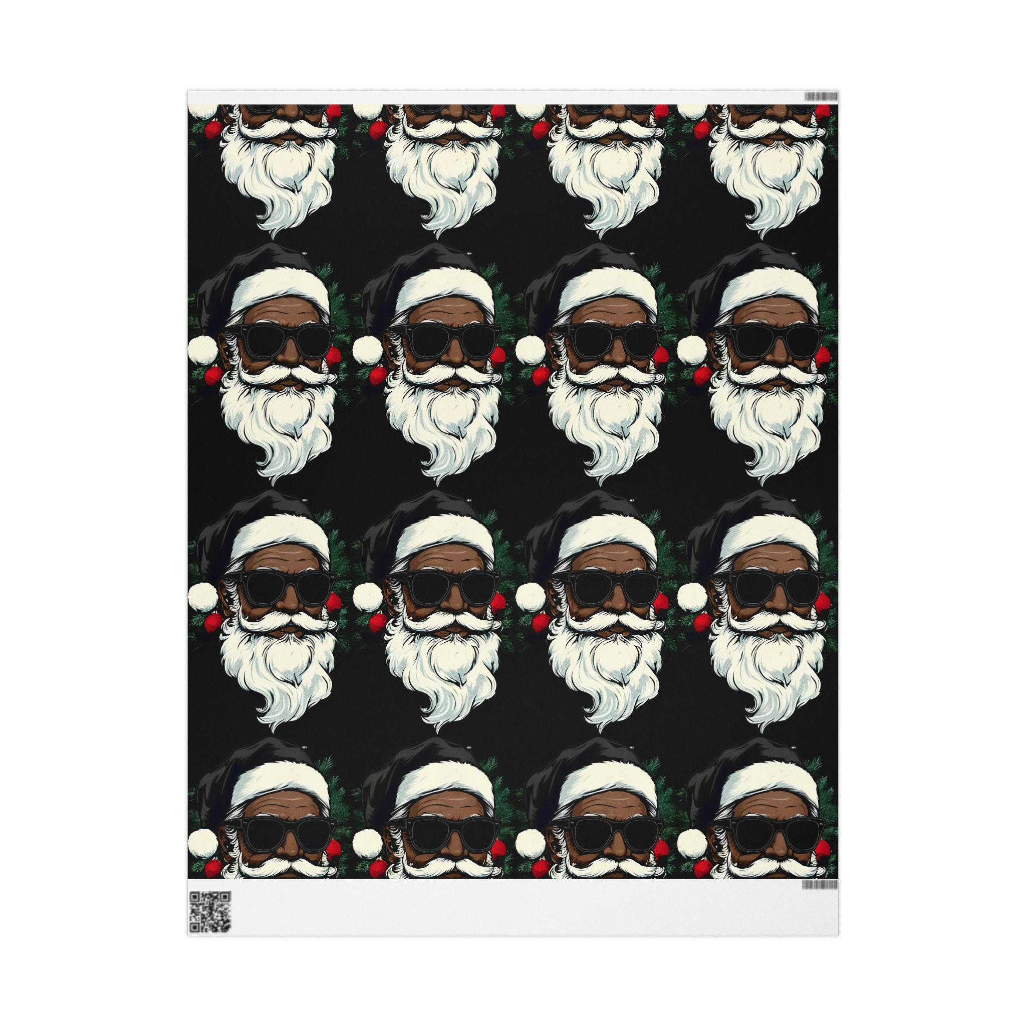 Black Hat Santa Wrapping Paper – Christmas Gift Wrap with Stylish Holiday Design