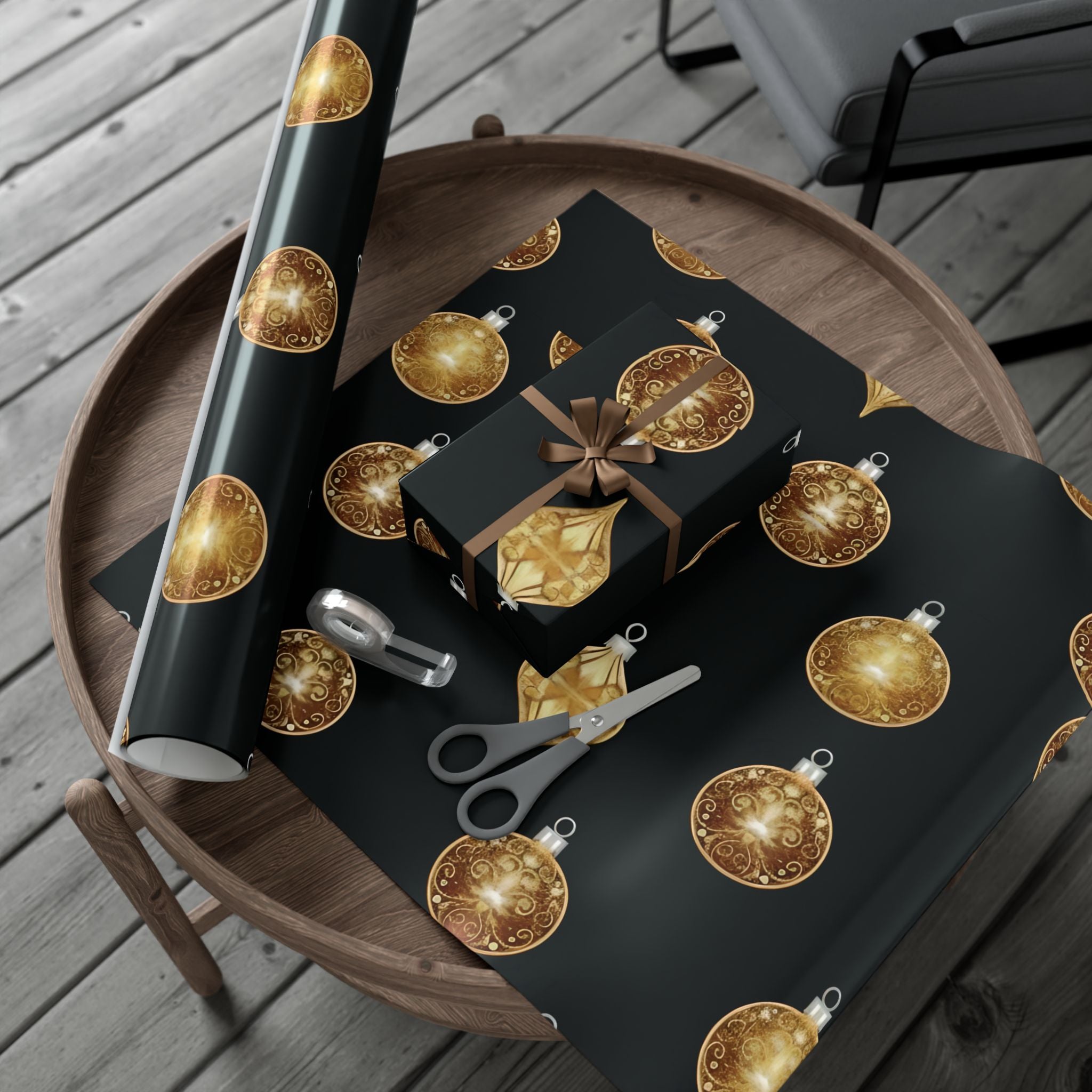 Bright Gold Ornaments Luxury Gift Wrap