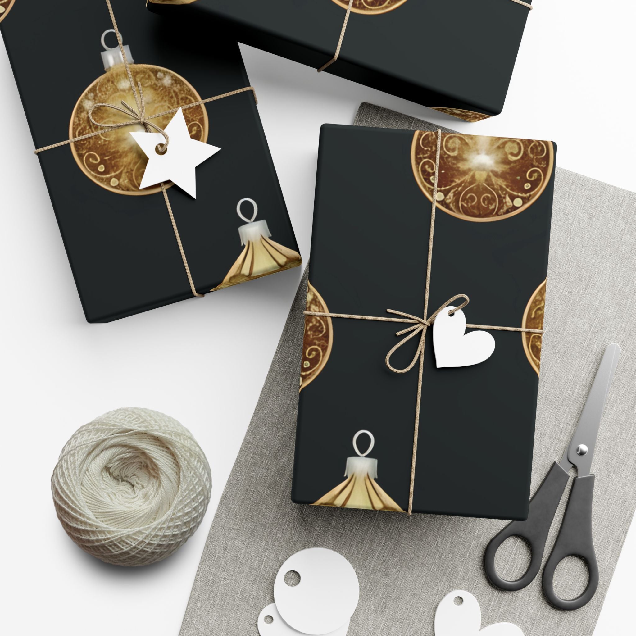 Bright Gold Ornaments Luxury Gift Wrap