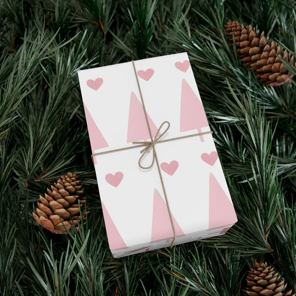 Pink Hearts & Trees Luxury Gift Wrap