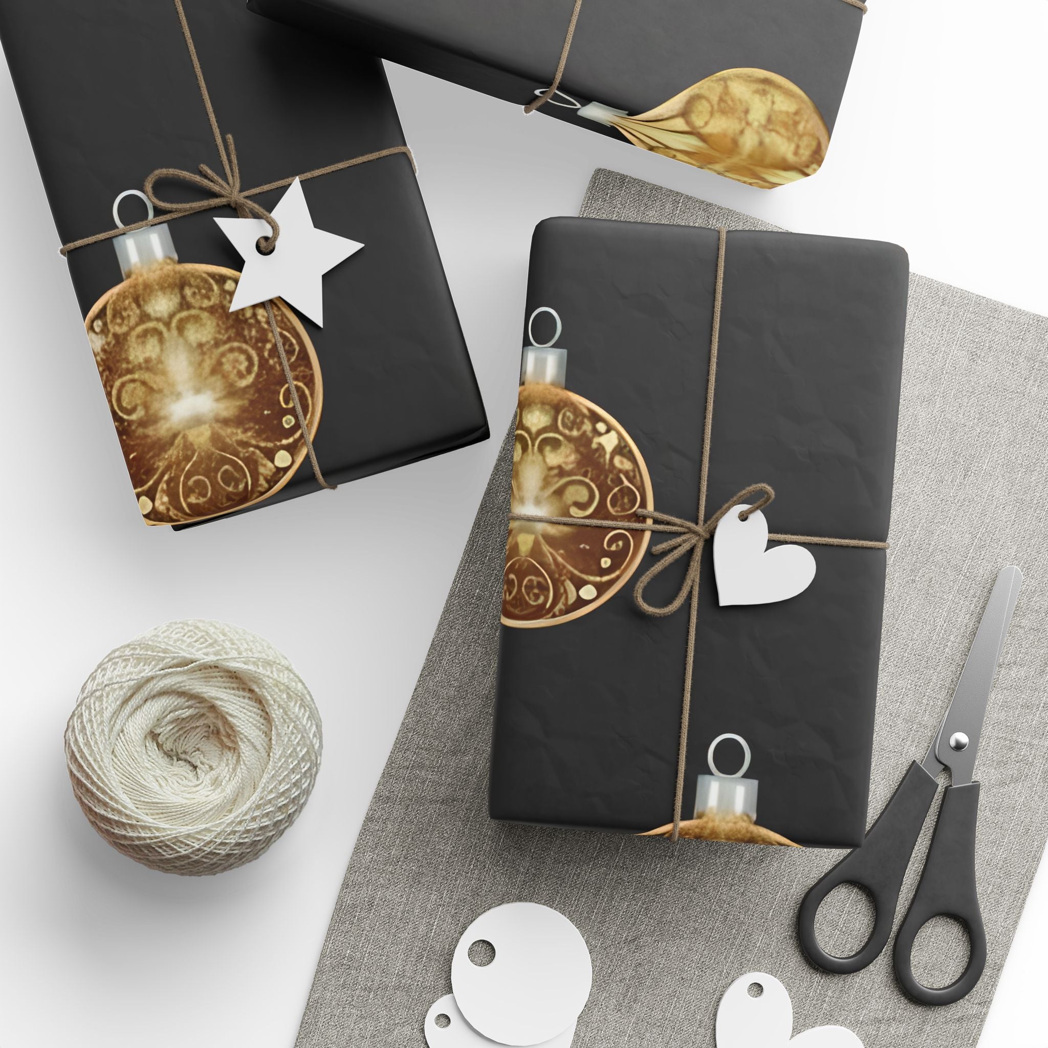 Bright Gold Ornaments Wrapping Paper – Luxury Christmas Gift Wrap