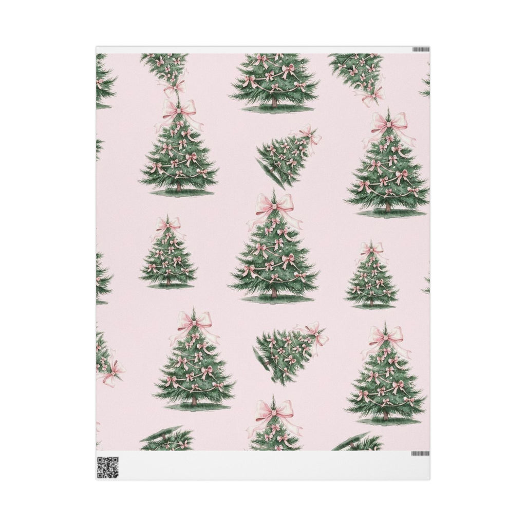 Pink Bow Tree Wrapping Paper – Elegant Gift Wrap with Feminine Watercolor Design