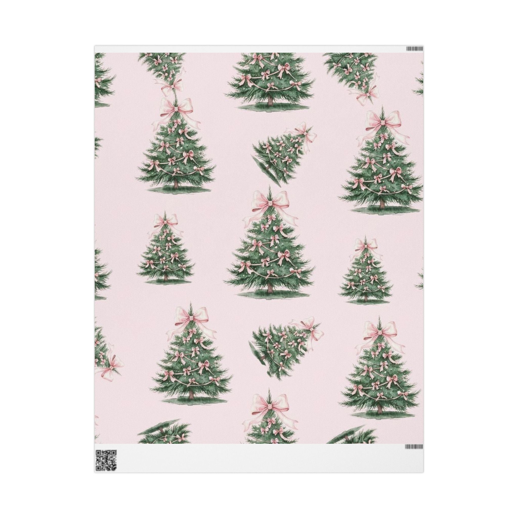 Pink Bow Tree Wrapping Paper – Elegant Gift Wrap with Feminine Watercolor Design