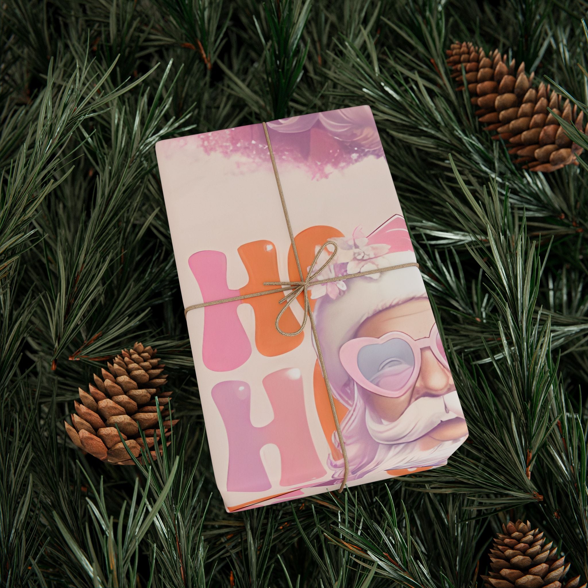Pink Pastel Santa Wrapping Paper – Retro Christmas Gift Wrap with Cute Holiday Design