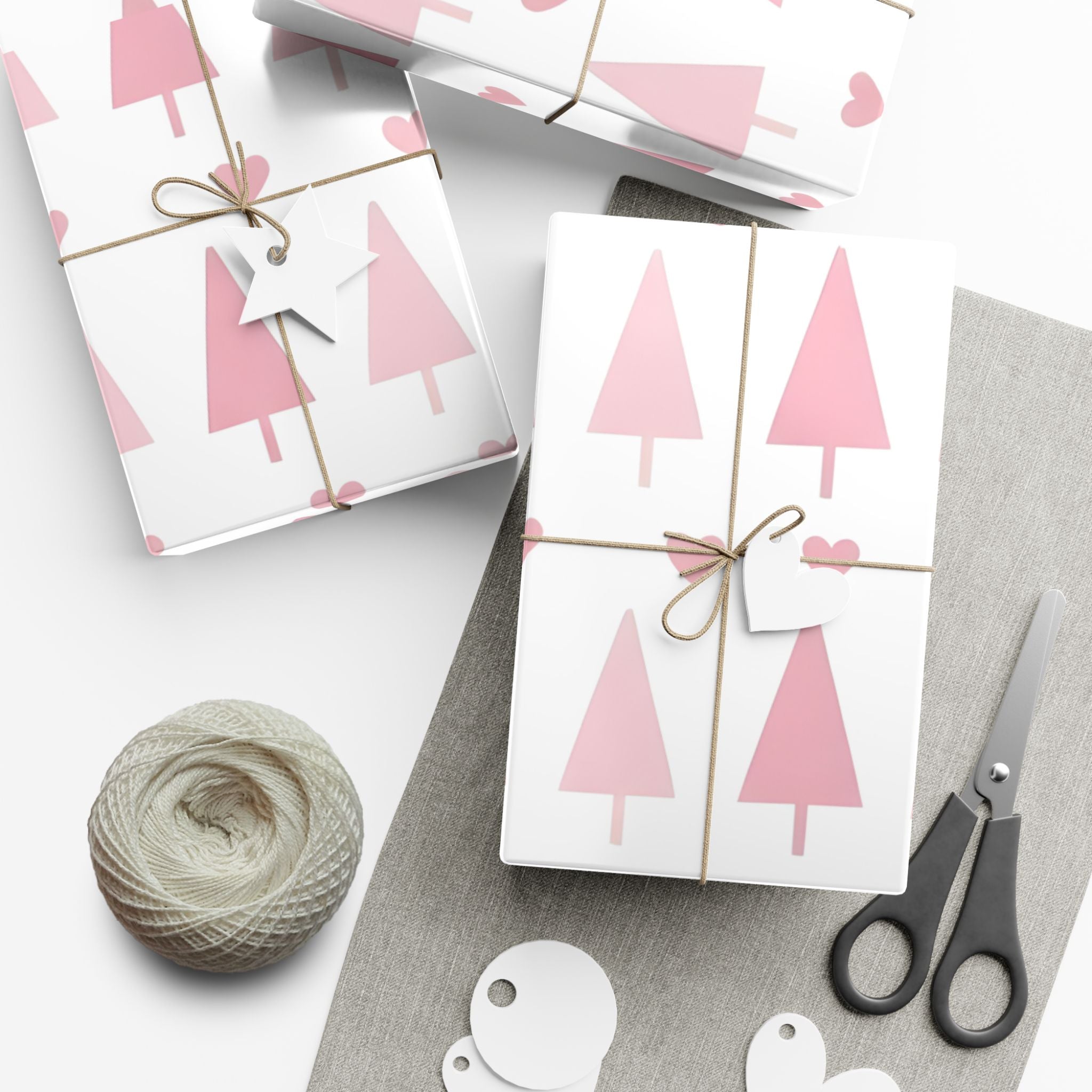 Pink Hearts & Trees Luxury Gift Wrap