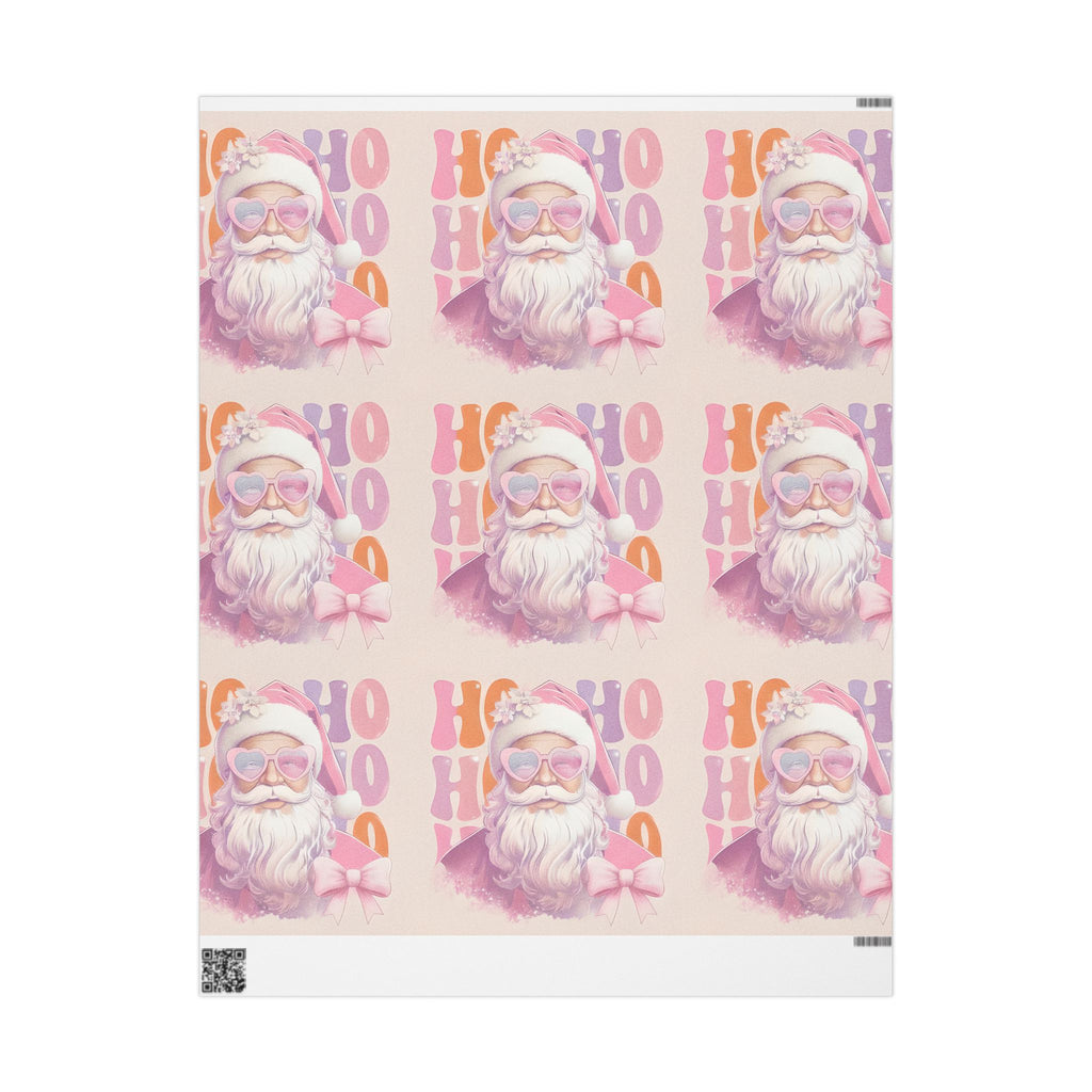 Pink Pastel Santa Wrapping Paper – Retro Christmas Gift Wrap with Cute Holiday Design
