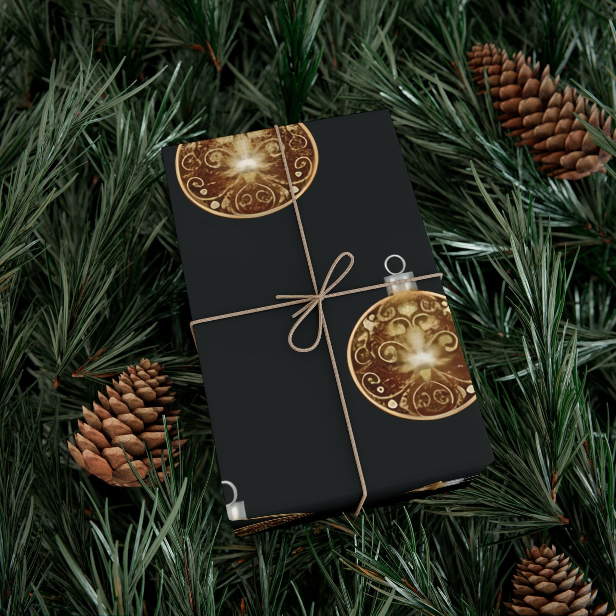Bright Gold Ornaments Luxury Gift Wrap