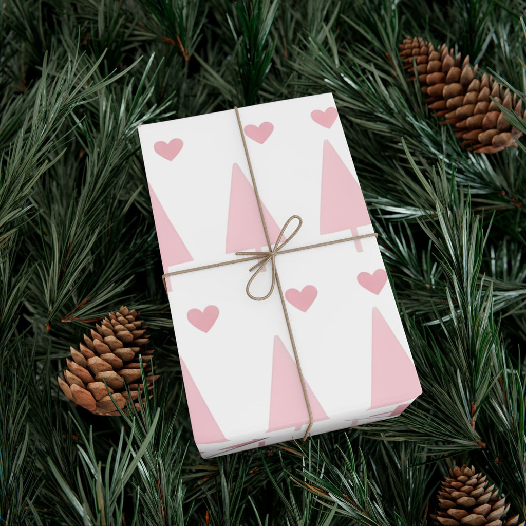 Pink Hearts & Trees Luxury Gift Wrap