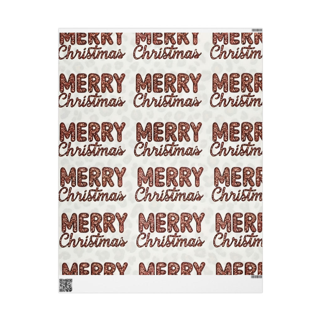 Merry Christmas Sequin Wrapping Paper – Bold Holiday Gift Wrap with Cheetah Print