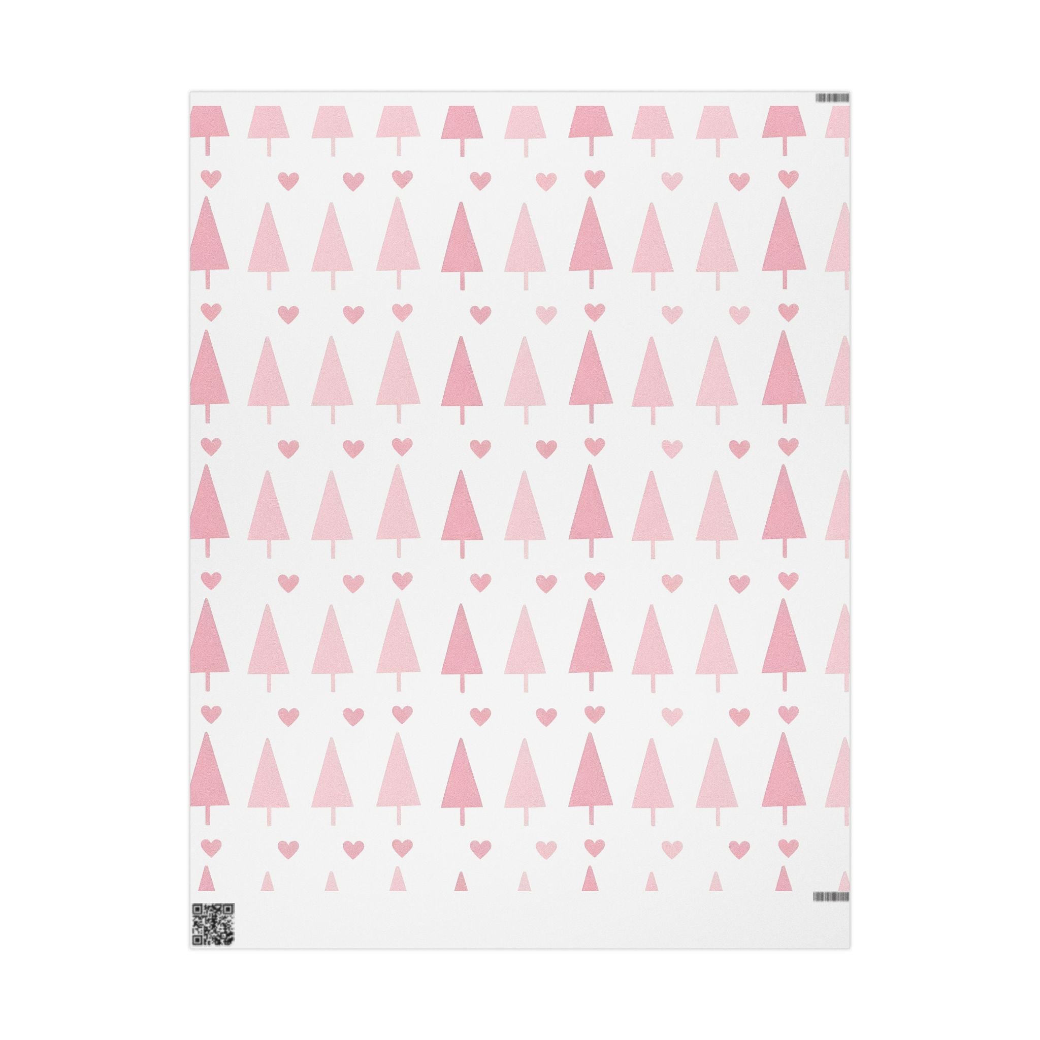 Pink Hearts & Trees Wrapping Paper – Cute Holiday Gift Wrap for a Girly Christmas