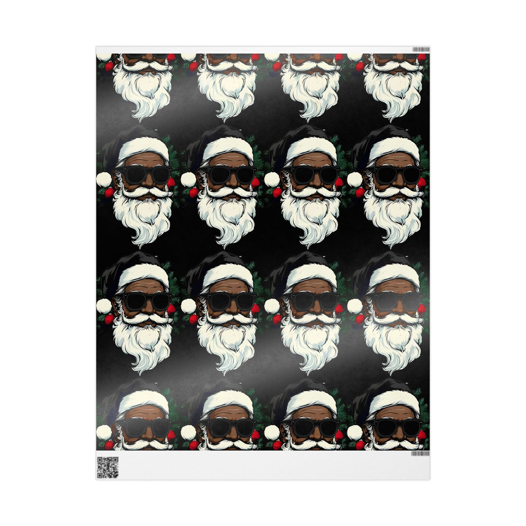 Black Hat Santa Wrapping Paper – Christmas Gift Wrap with Stylish Holiday Design