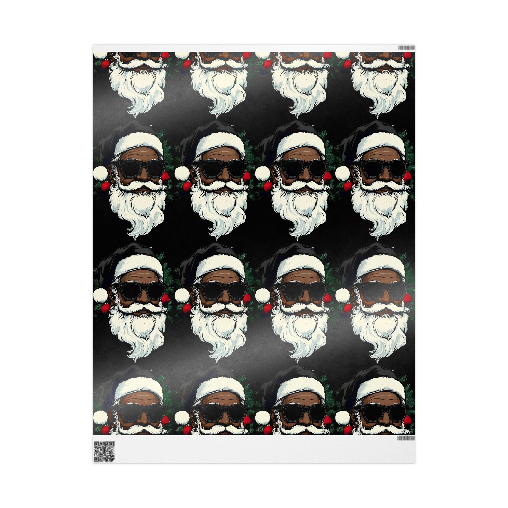 Black Hat Santa Wrapping Paper – Christmas Gift Wrap with Stylish Holiday Design