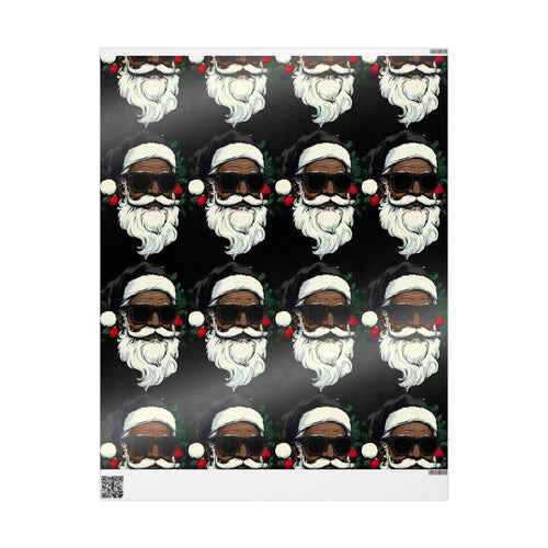 Black Hat Santa Wrapping Paper – Christmas Gift Wrap with Stylish Holiday Design